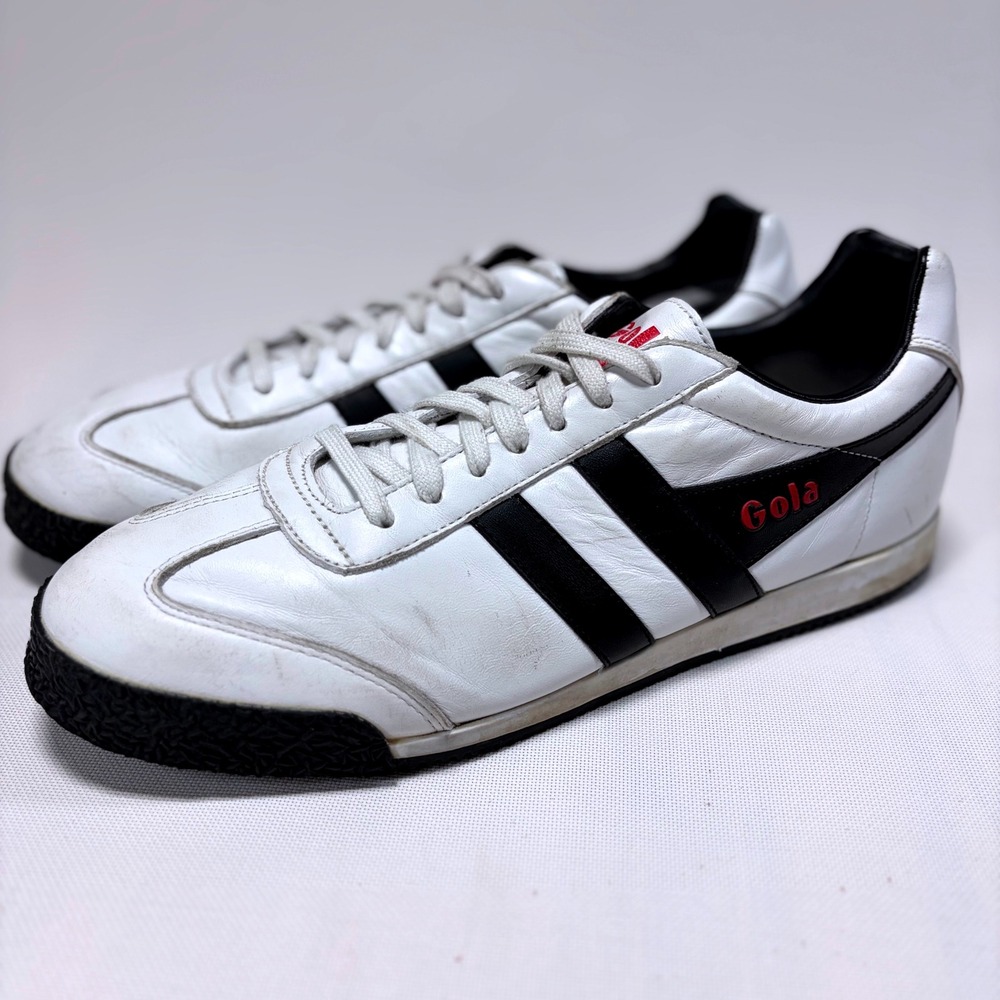 Gola Men's Retro Leather Sneakers White‎ Black Stripes Classic Trainers Size 12